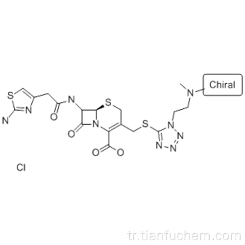 5-tiya-1-aza-bisiklo [4.2.0] okt-2-en-2-karboksilik asit, 7 - [[2- (2-amino-4-tiyazolil) asetil] amino] -3 - [[[1- [ 2- (dimetilamino) etil] -lH-tetrazol-5-il] tiyo] metil] -8-okso-, hidroklorür (1: 2), (57187686,6R, 7R) - CAS 66309-69-1